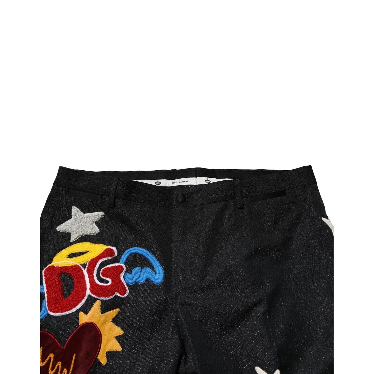 Dolce & Gabbana Black Graphic Embroidery Men Pants