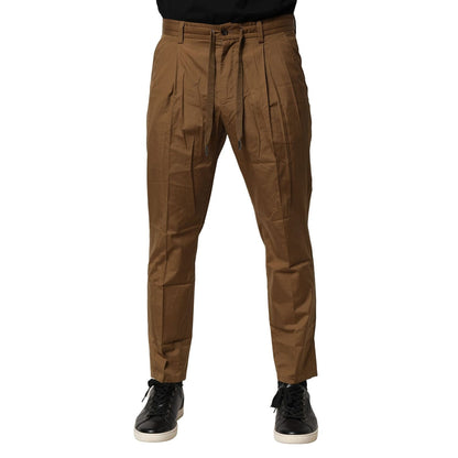 Dolce & Gabbana Brown Cotton Chino Mid Waist Men Pants