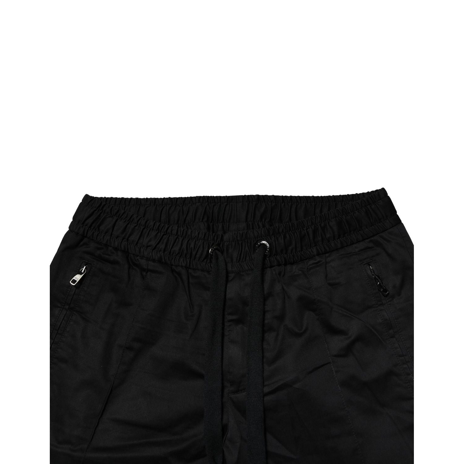Dolce & Gabbana Black Cotton Mid Waist Jogger Pants