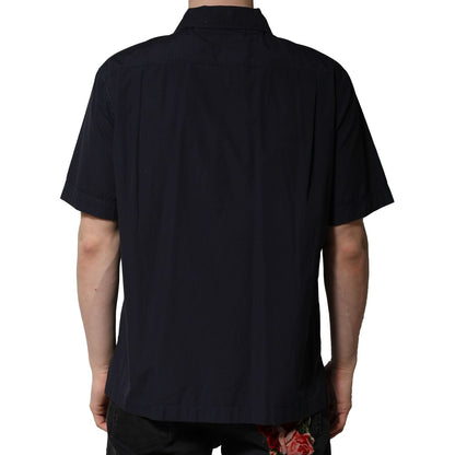 Dolce & Gabbana Dark Blue Cotton Short Sleeves Casual Shirt