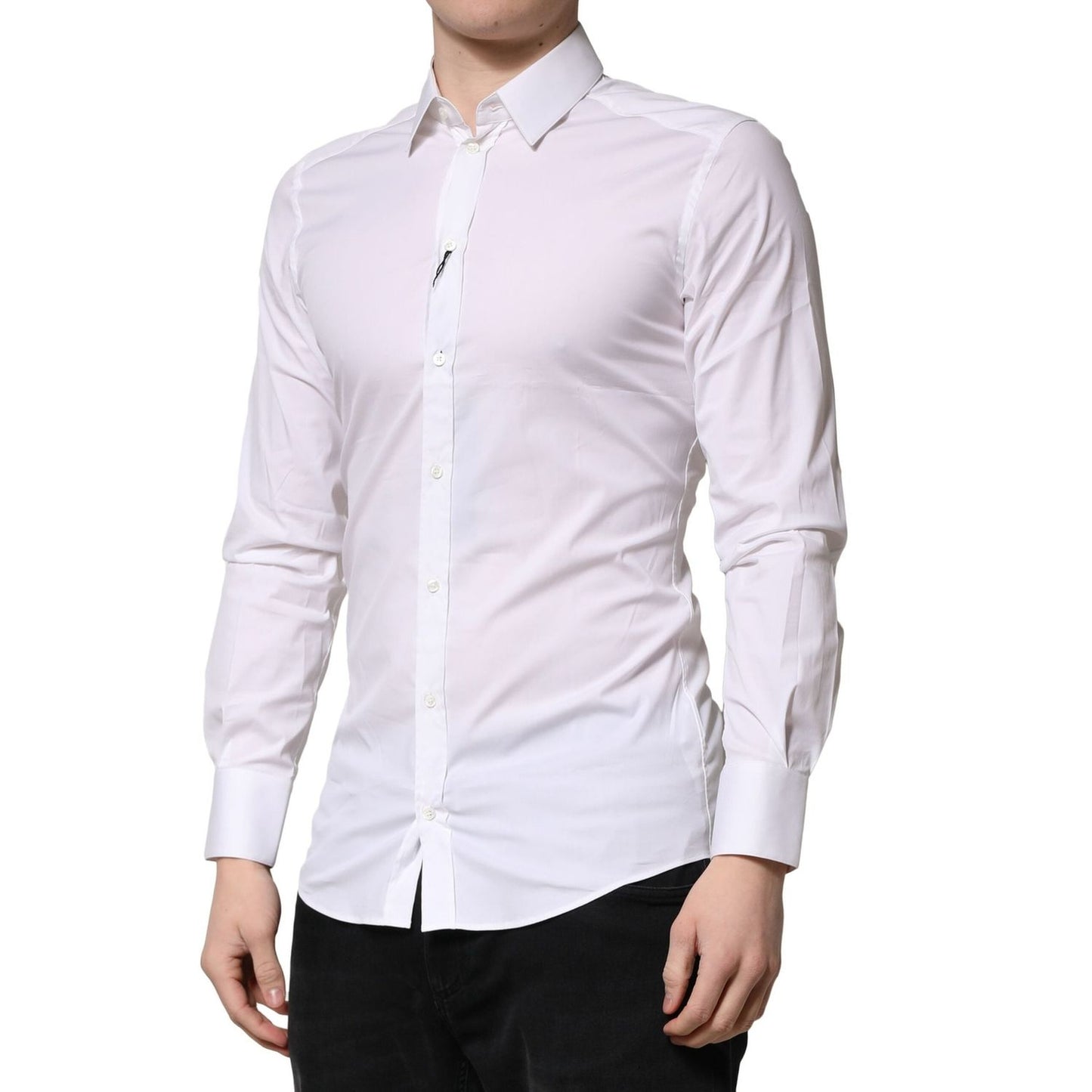 Dolce & Gabbana White GOLD Cotton Men Dress Formal Shirt