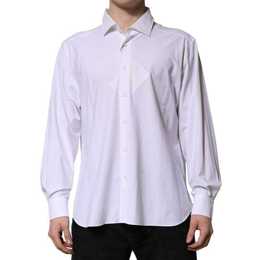 Corneliani White Long Sleeves Collared Dress Formal Shirt TSH90693-44