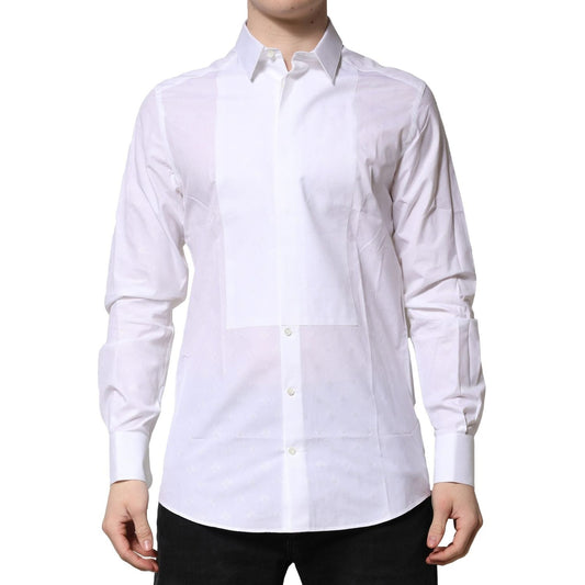 Dolce & Gabbana White Bib Cotton Poplin GOLD Formal Shirt TSH90699-40