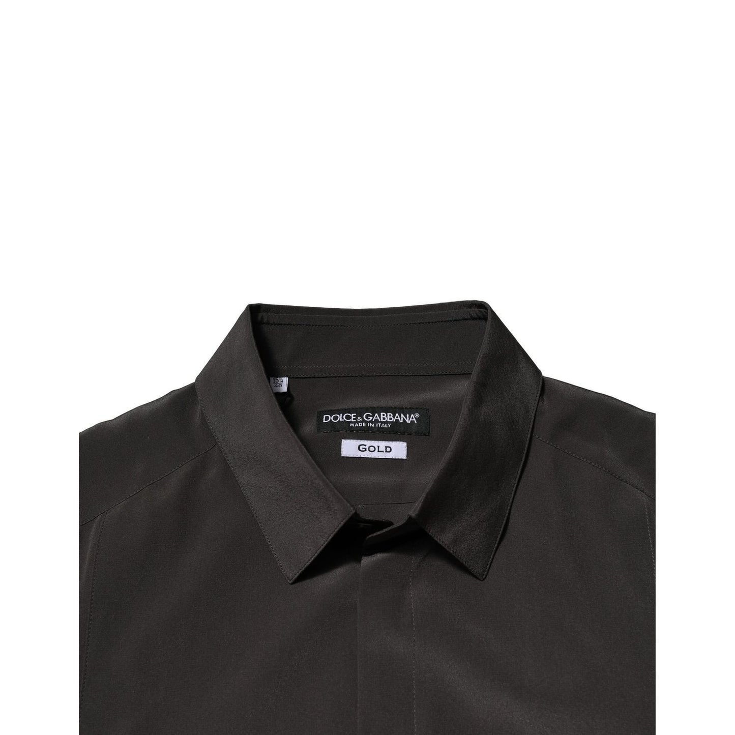 Dolce & Gabbana Dark Brown Silk GOLD Men Dress Formal Shirt