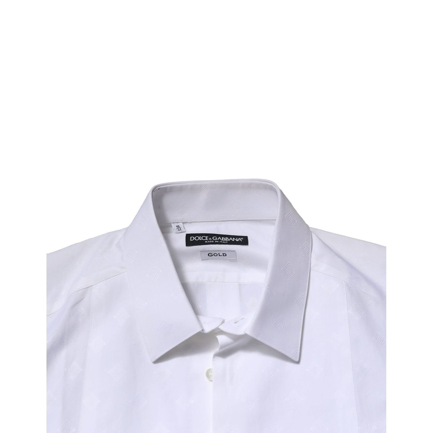 Dolce & Gabbana White Bib Cotton Poplin GOLD Men Formal Shirt TSH906700-41