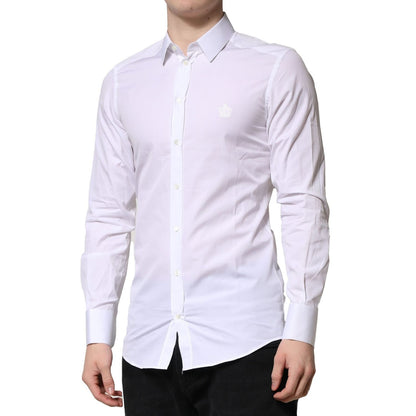 Dolce & Gabbana White GOLD Long Sleeves Men Dress Formal Shirt