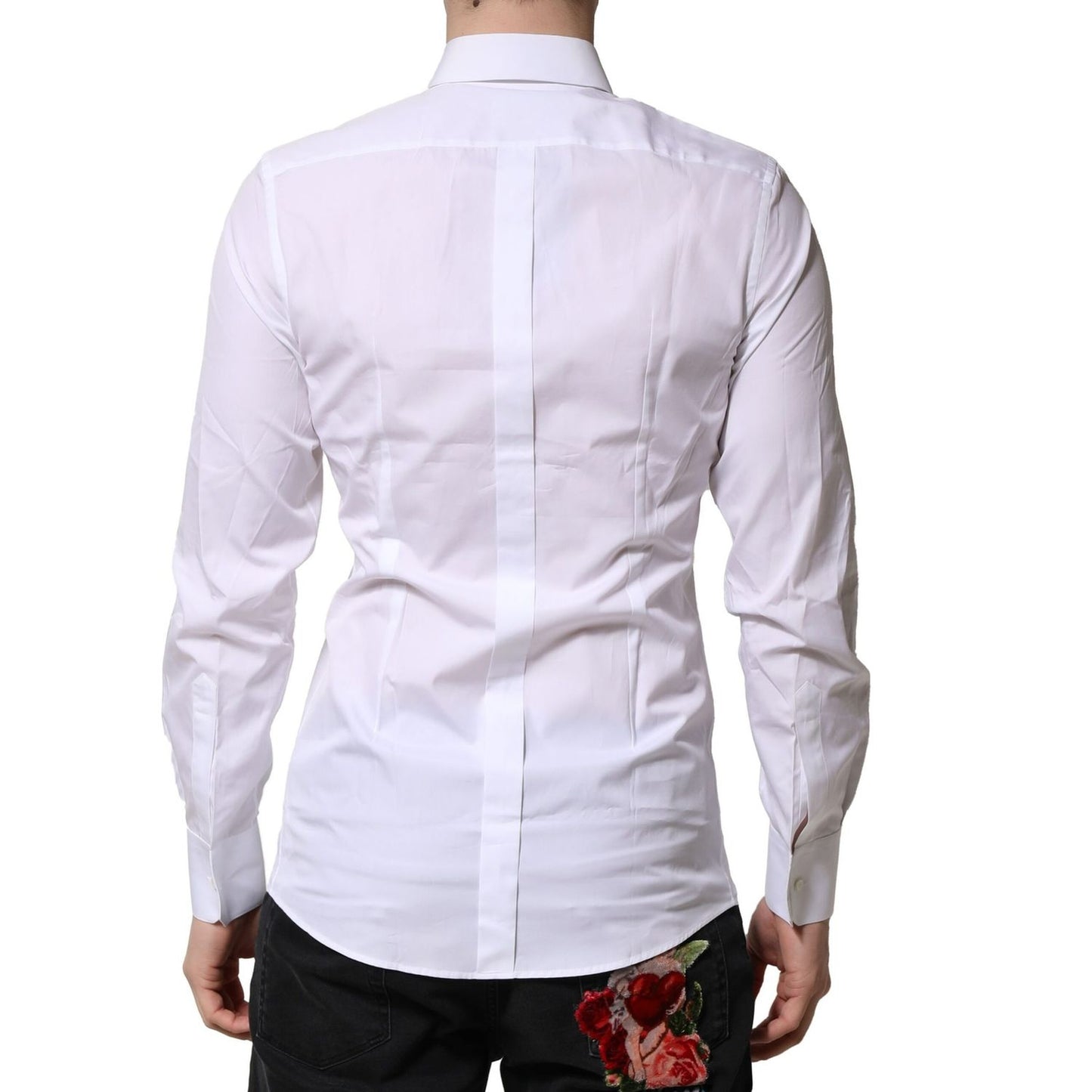 Dolce & Gabbana White GOLD Long Sleeves Men Dress Formal Shirt