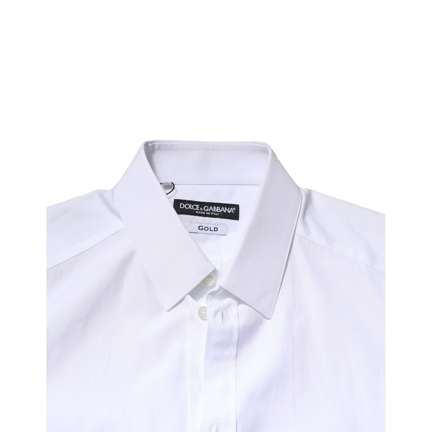 Dolce & Gabbana White GOLD Long Sleeves Men Dress Formal Shirt