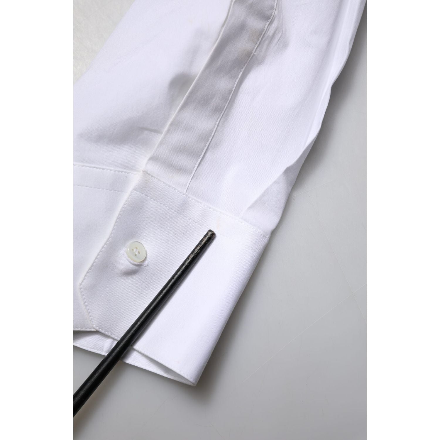 Dolce & Gabbana White Cotton Long Sleeves GOLD Formal Shirt