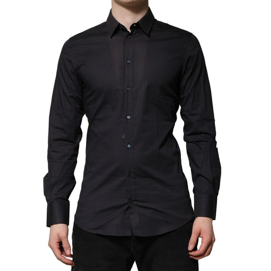 Dolce & Gabbana Blue Cotton GOLD Long Sleeves Formal Shirt TSH906789-39