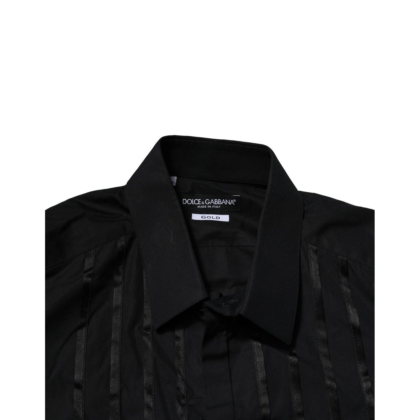 Dolce & Gabbana Black Cotton GOLD Mens Dress Formal Shirt