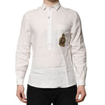 Dolce & Gabbana White DG Crown Embellish Dress Formal Shirt TSH906795-37