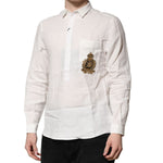 Dolce & Gabbana White DG Crown Embellish Dress Formal Shirt TSH906795-37