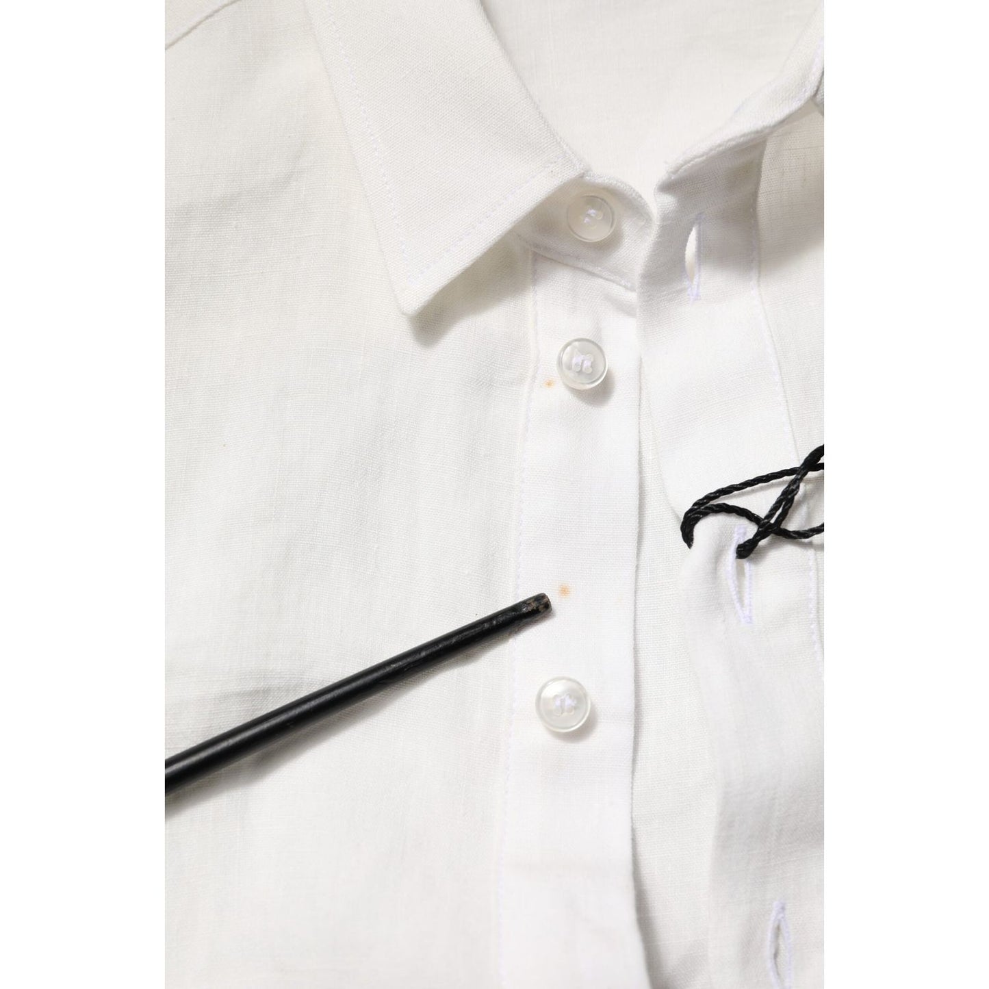Dolce & Gabbana White DG Crown Embellish Dress Formal Shirt TSH906795-37