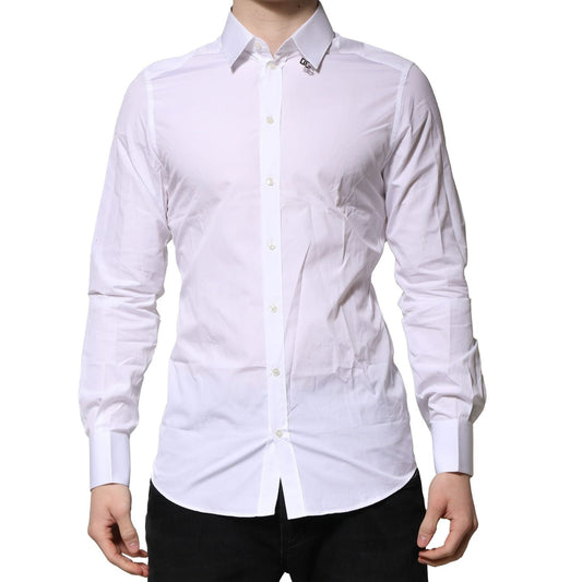 Dolce & Gabbana White Cotton GOLD Long Sleeves Formal Shirt TSH906798-39