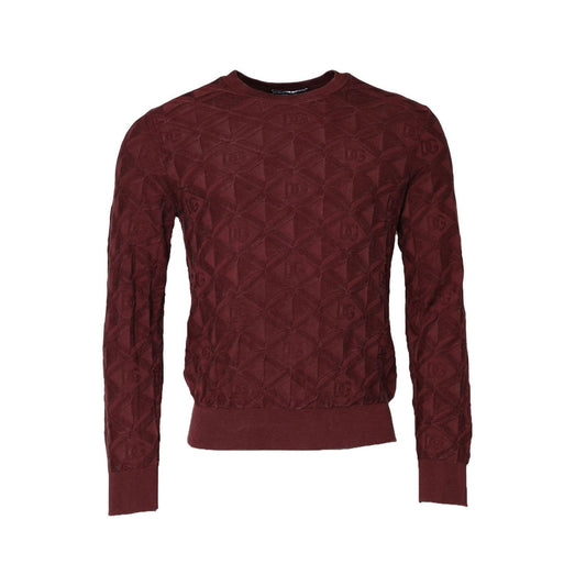 Dolce & Gabbana Bordeaux Silk Knit Crew Neck Pullover Sweater TSH90532-48