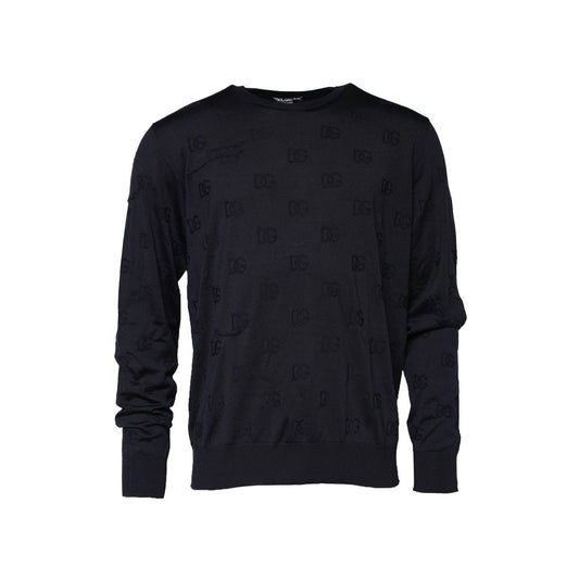 Dolce & Gabbana Black Silk Crew Neck Sweatshirt Sweater TSH90544-56