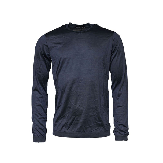 Dolce & Gabbana Dark Blue Silk Crew Neck Sweatshirt Sweater TSH90546-50