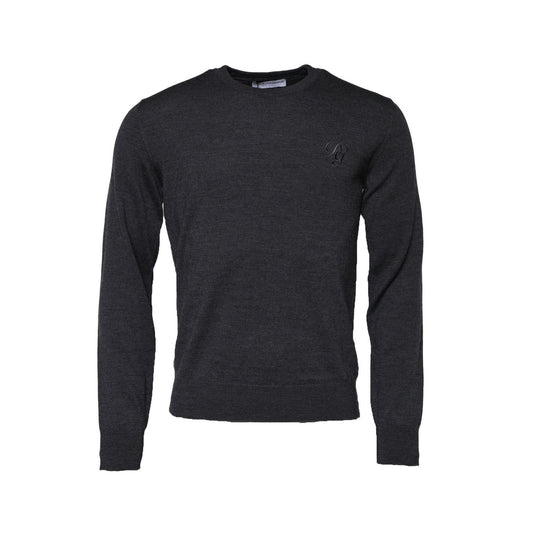 Dolce & Gabbana Dark Gray Wool Crew Neck Sweatshirt Sweater TSH90552-48