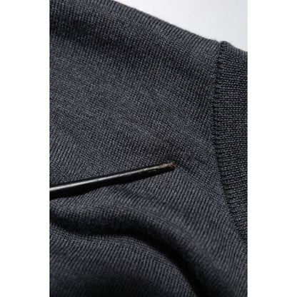 Dolce & Gabbana Dark Gray Wool Crew Neck Sweatshirt Sweater