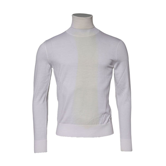 Dolce & Gabbana White Wool Turtleneck Men Sweatshirt Sweater TSH90565-48