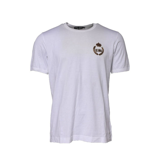 Dolce & Gabbana White King Crown Cotton Crew Neck T-shirt TSH90579-54