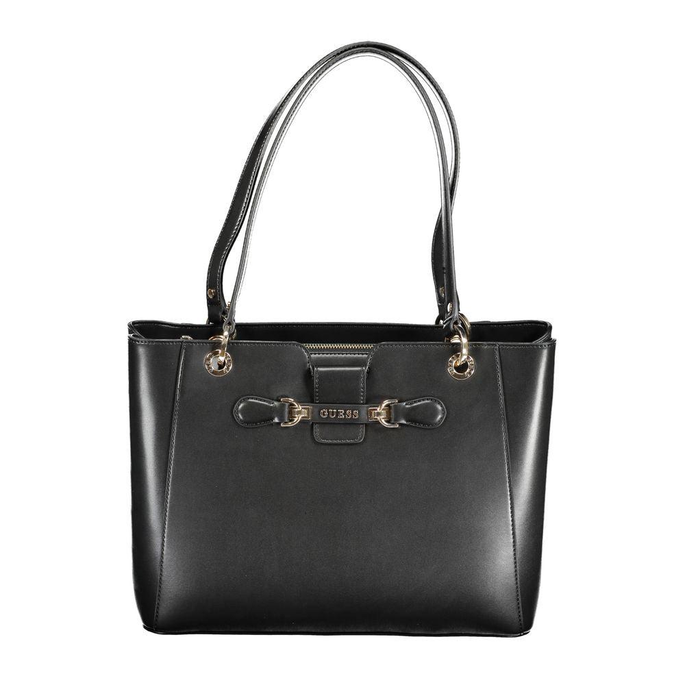 Guess Jeans Black Polyethylene Handbag with two shoulder handles and contrasting details