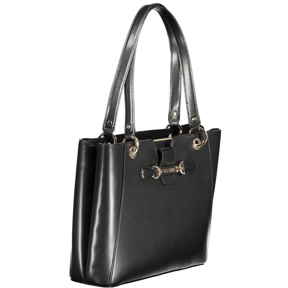Guess Jeans Black Polyethylene Handbag with 2 shoulder handles and contrasting details.