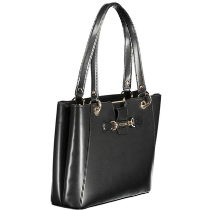 Guess Jeans Black Polyethylene Handbag with 2 shoulder handles and contrasting details.