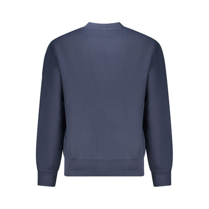 Back view of Hugo Boss Blue Cotton Men Sweater, showcasing organic cotton blend and crew neck design.