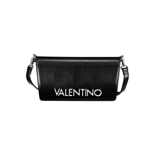 Mario Valentino Black Polyethylene Women Handbag with logo on front and detachable strap.