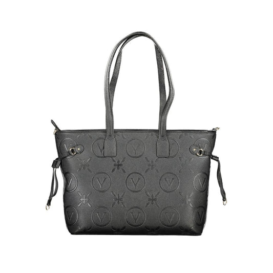 Mario Valentino Black Polyethylene Handbag with dual shoulder handles, adjustable straps, and logo design