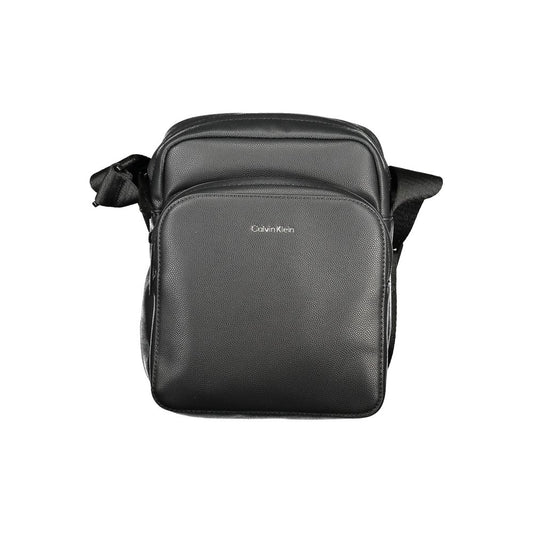 Calvin Klein Black Polyester Men Shoulder Bag with adjustable strap and iconic logo in sleek black tone