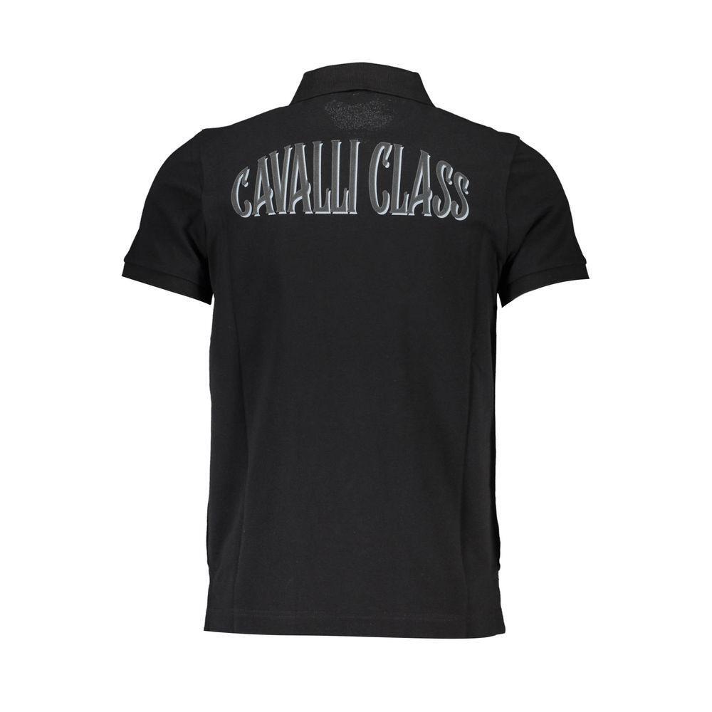 Cavalli Class Black Cotton Men Polo Shirt CA-37874-M
