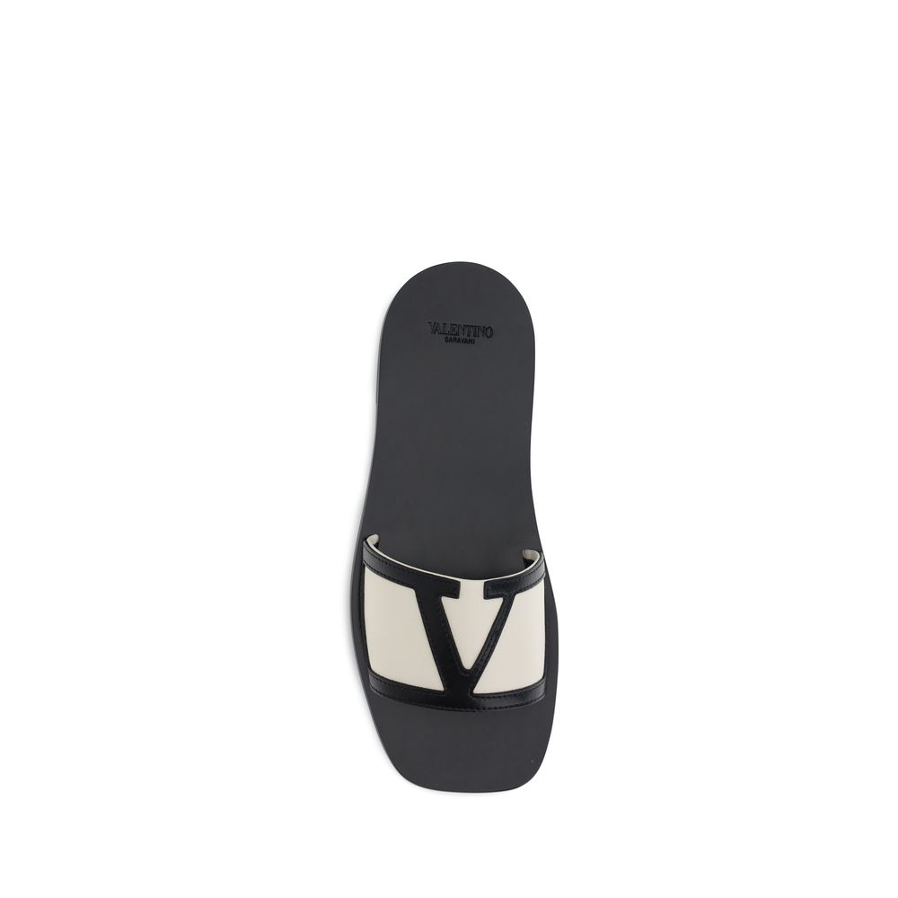 Valentino Garavani Multicolor Calf Leather Bos Taurus Flat Sandals