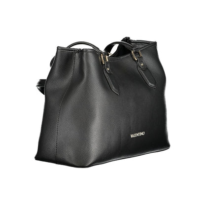 Mario Valentino Black Polyethylene Women Handbag with two handles and adjustable strap, elegant design for ultimate sophistication.