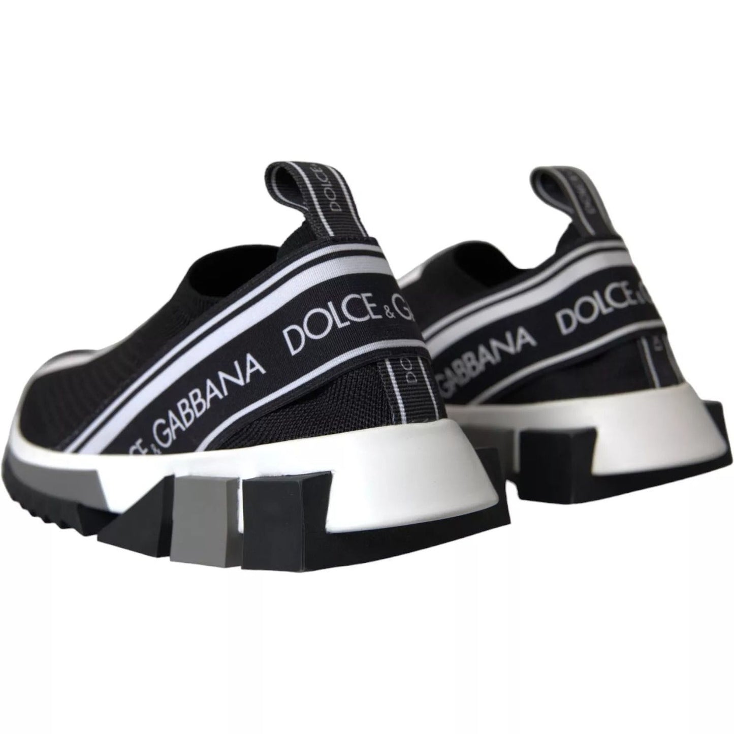 Dolce & Gabbana Black White Slip On Sorrento Sneakers Shoes LA12919-37