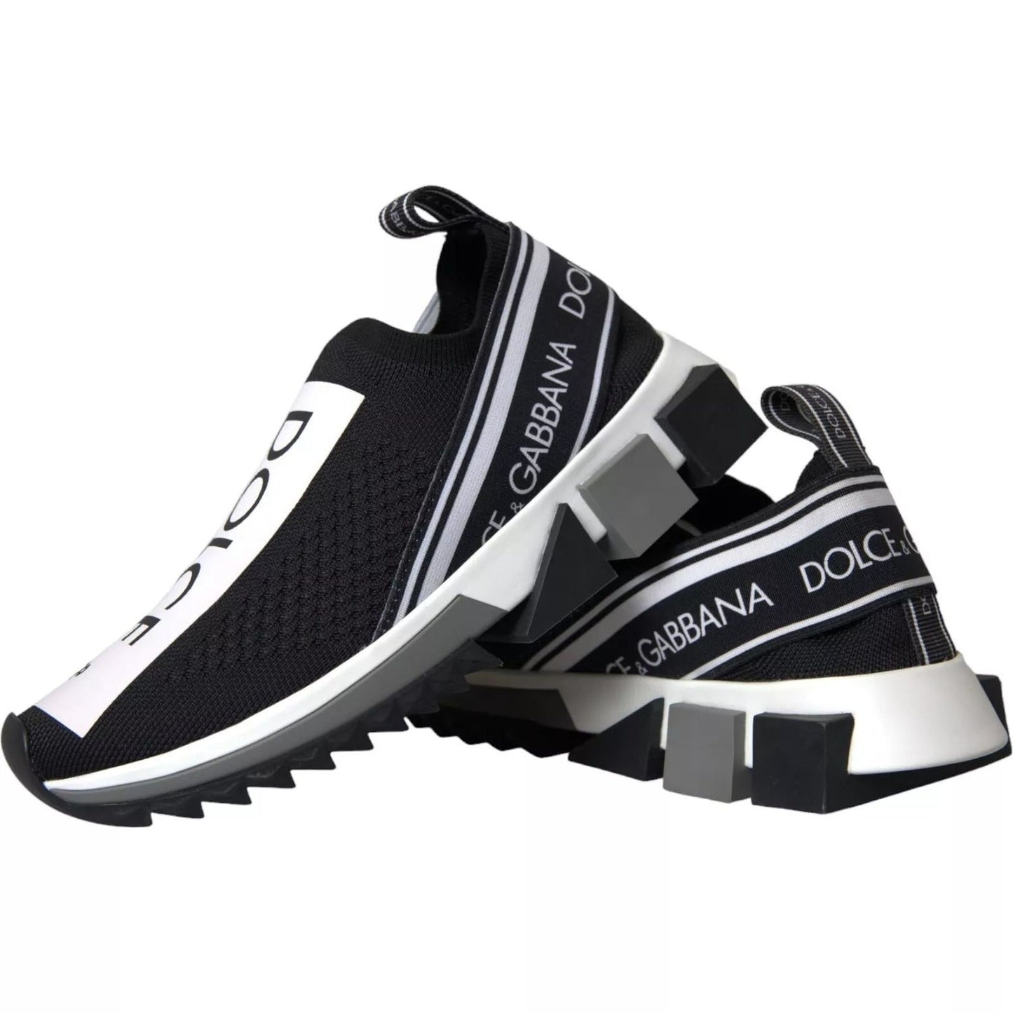 Dolce & Gabbana Black White Slip On Sorrento Sneakers Shoes LA12919-37