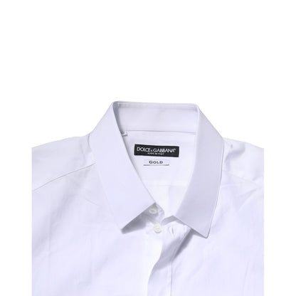 Dolce & Gabbana White Cotton GOLD Long Sleeves Formal Shirt