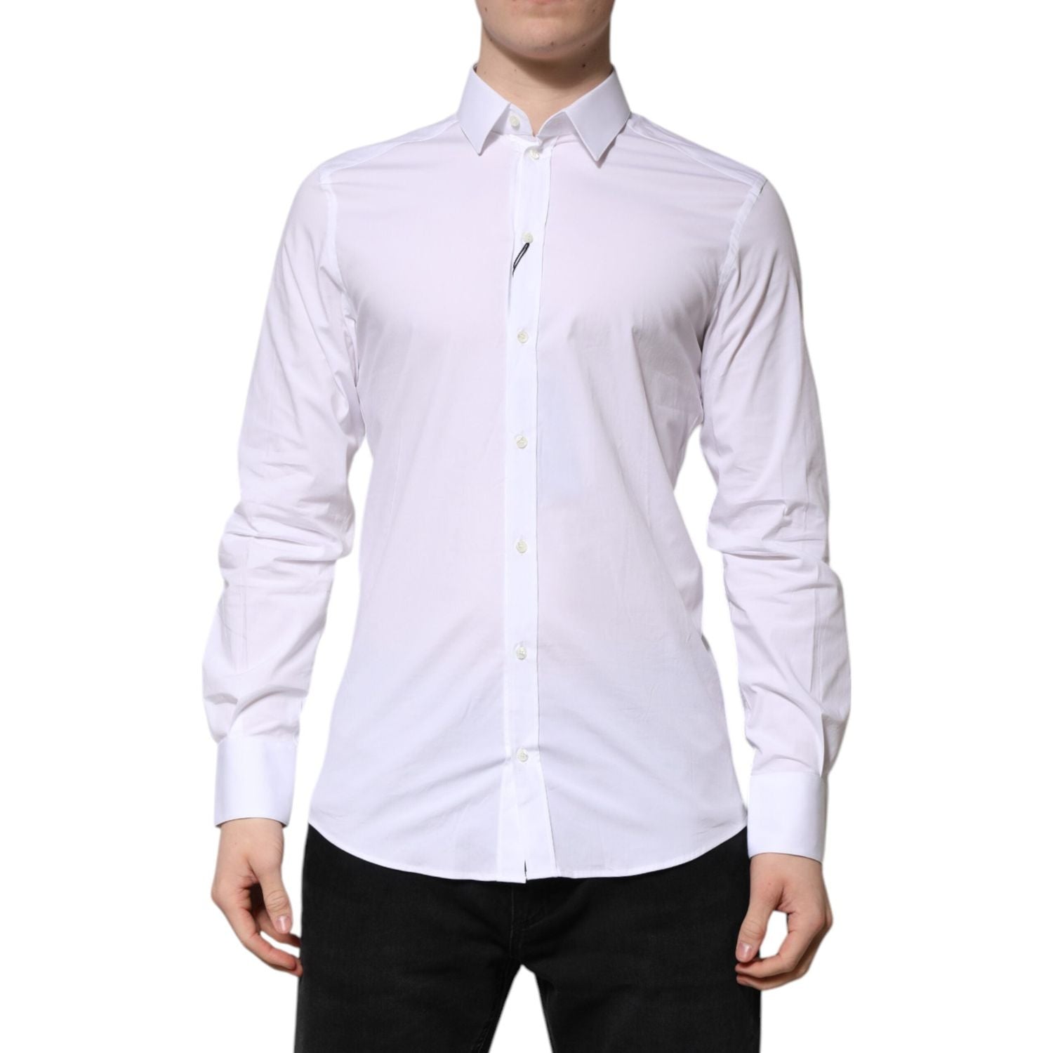 Dolce & Gabbana White Cotton GOLD Long Sleeves Formal Shirt