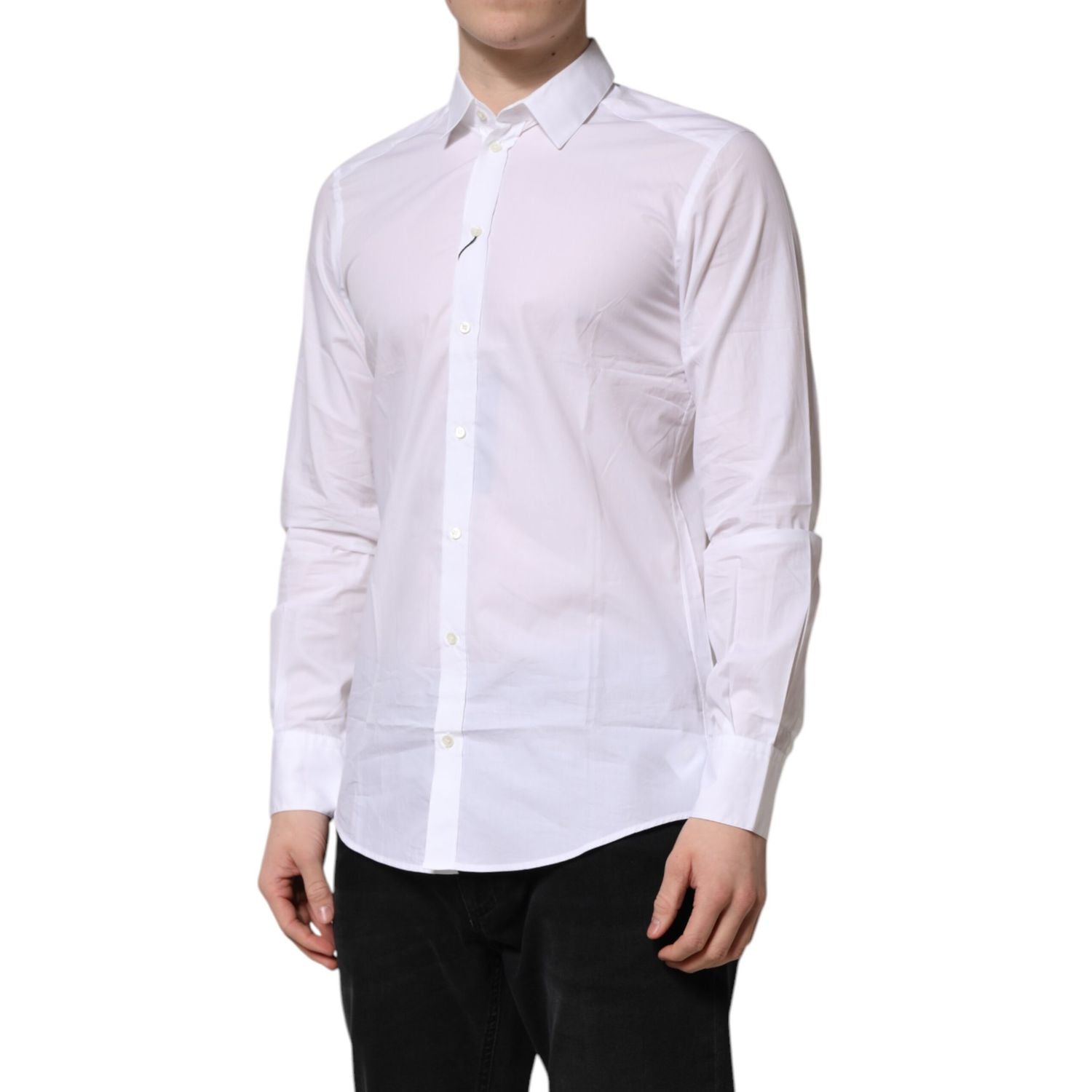 Dolce & Gabbana White Collared Long Sleeves Dress Formal Shirt