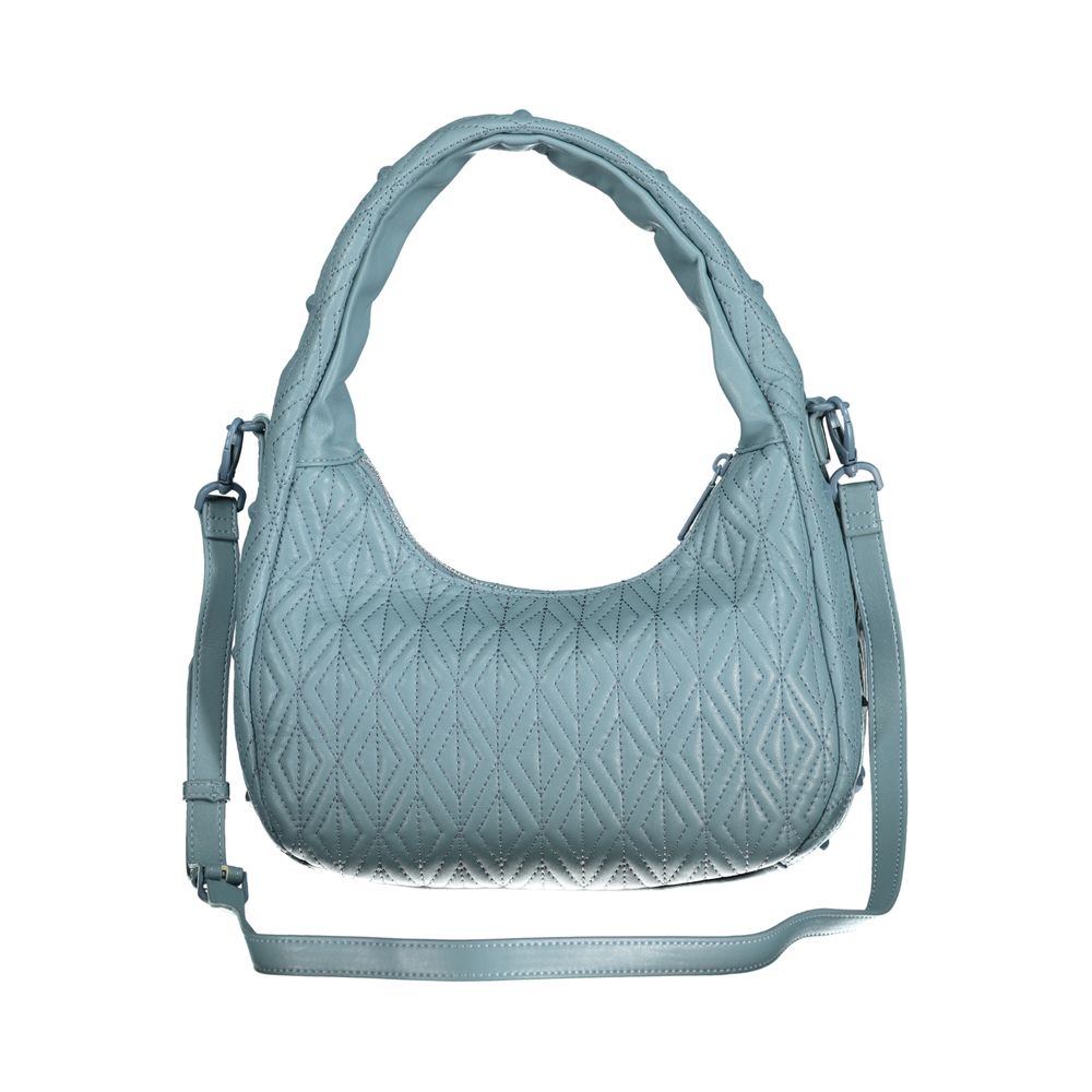 Mario Valentino Blue Polyethylene Women Handbag with adjustable strap and quilted design.