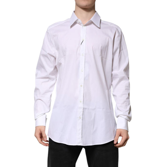 Dolce & Gabbana White GOLD Long Sleeve Dress Men Formal Shirt TSH906882-43
