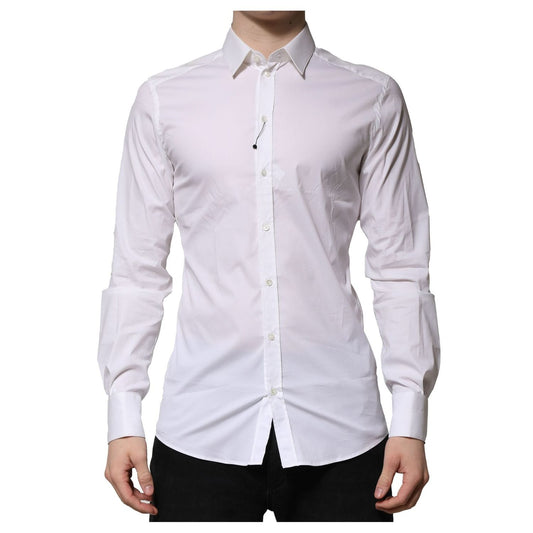 Dolce & Gabbana White GOLD Long Sleeve Dress Formal Shirt TSH906887-40
