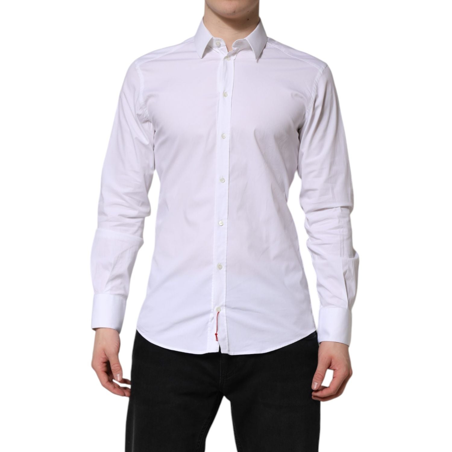 Dolce & Gabbana White GOLD Cotton Dress Formal Shirt