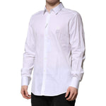 Dolce & Gabbana White Cotton Long Sleeves GOLD Formal Shirt TSH906894-37
