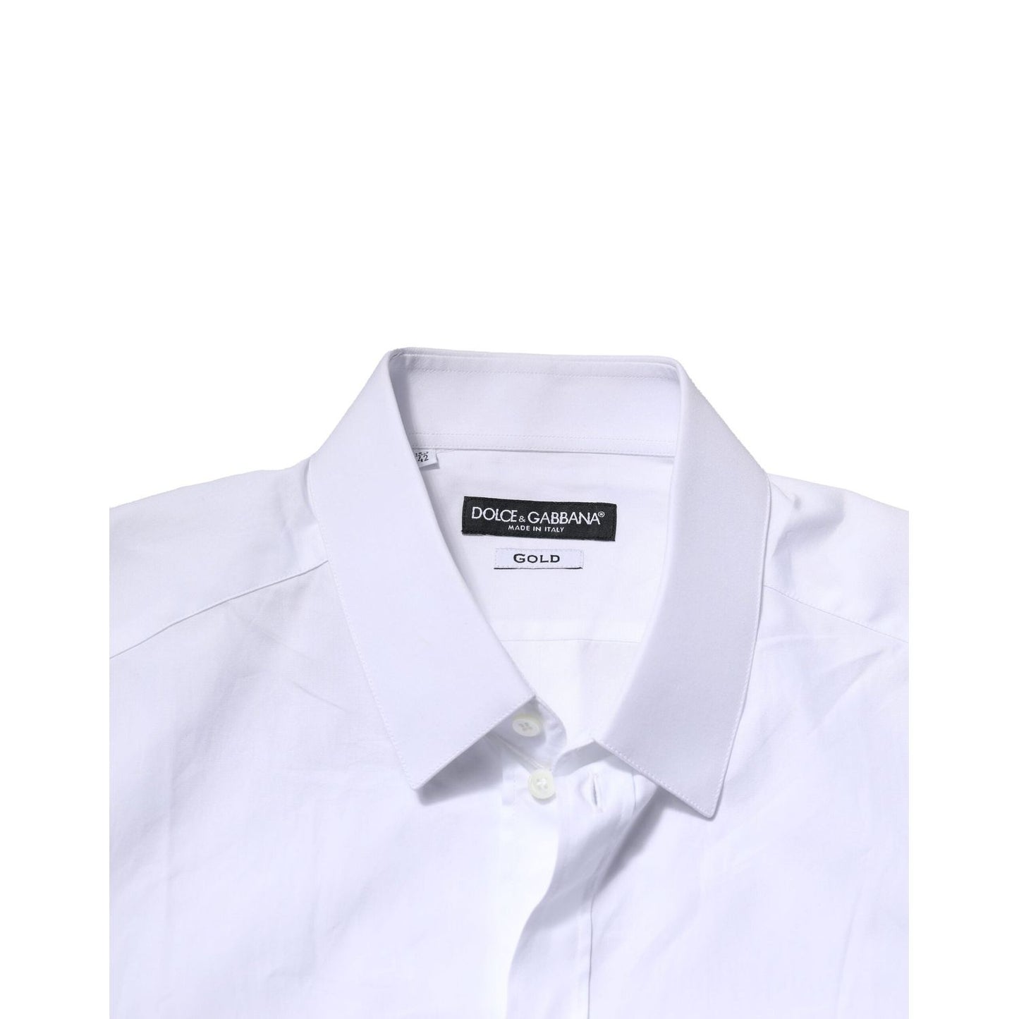 Dolce & Gabbana White Cotton Long Sleeves GOLD Formal Shirt TSH906894-37