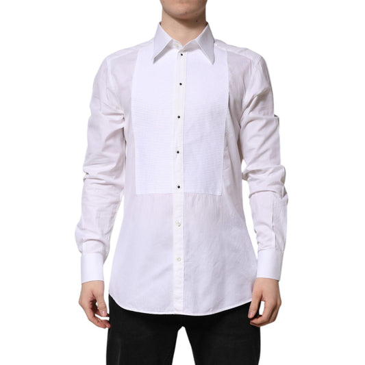 Dolce & Gabbana White GOLD Cotton Long Sleeves Formal Shirt TSH906903-42