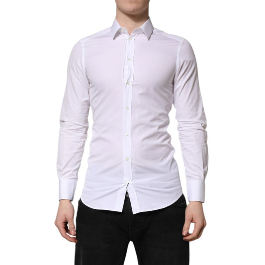 Dolce & Gabbana White GOLD Cotton Long Sleeve Men Formal Shirt TSH906908-38