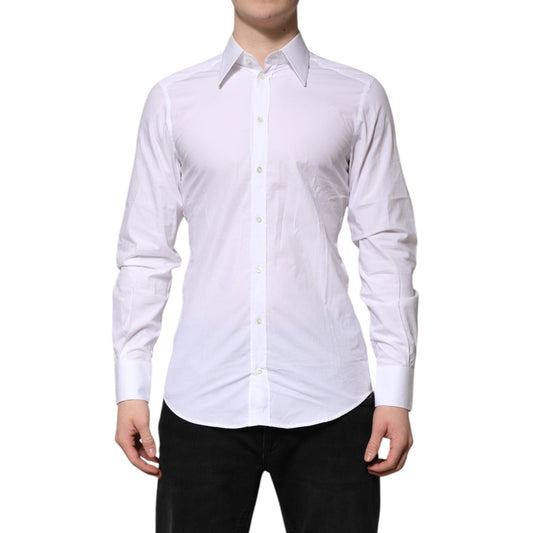 Dolce & Gabbana White GOLD Cotton Poplin Dress Formal Shirt TSH906915-39